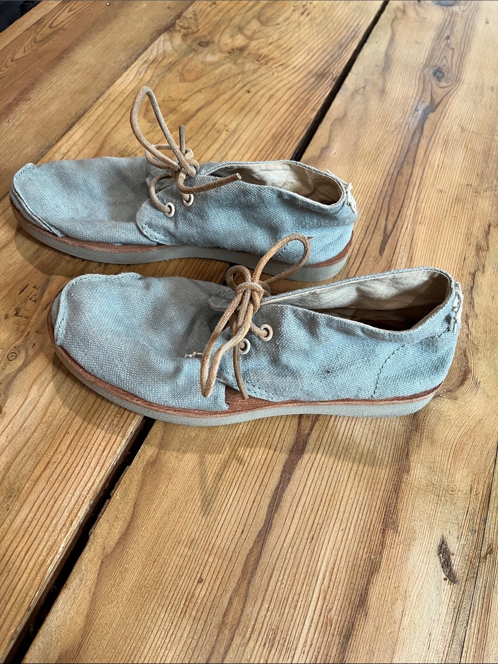SATORISAN 37 Baby Blue Canvas Sneakers Shoes Leather Detailing Laces